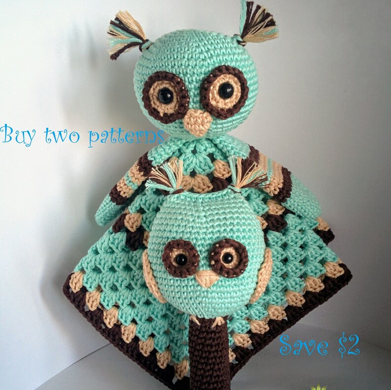 Two Patterns Owl Rattle Crochet Pattern Owl Lovey Crochet Etsy