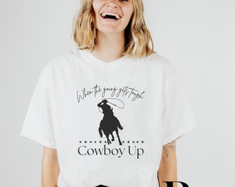 Wenn es hart auf hart kommt, Vintage inspiriertes T-Shirt, Western-Grafik-T-Shirt, Retro-T-Shirt, Comfort Colors®, Stückgefärbt, Boho, Vintage