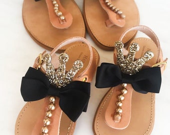 mommy and kid slide sandals Mommy and me Greek leather sandal slides set