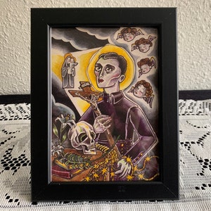 Papa Gede Guede Baron Samedi Bawon Samdi Saint Gerard Majella Framed Vodou Religious Icon Print