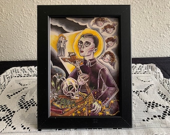 Papa Gede Guede Baron Samedi Bawon Samdi Saint Gerard Majella Framed Vodou Religious Icon Print