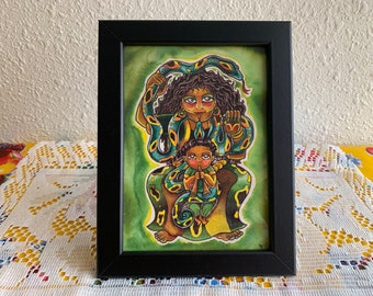 Mami Wata LaSiren LaSirenn Santa Marta Dominadora Filomena Lubana Maman Brijit Ayida Wedo Vodou 21 Divisiones Framed Religious Icon Print