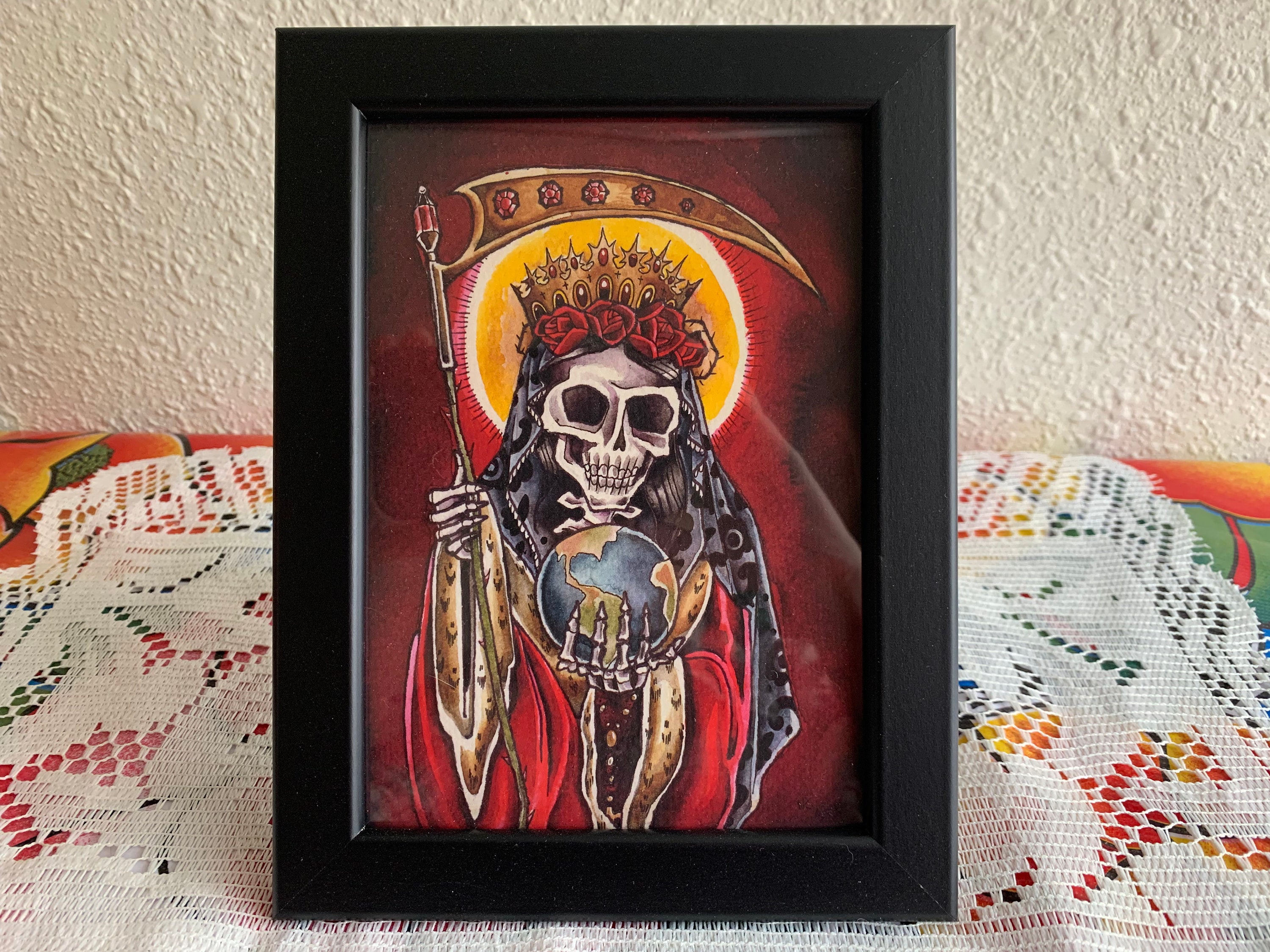 Canvas Print Santa Muerte Painting, Santa Muerte Art, Santisima