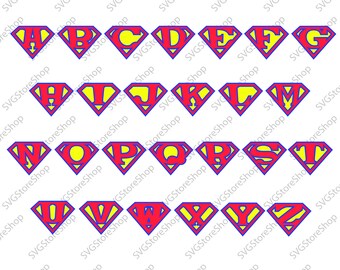 Superman font monogram, letters SVG cut file, dxf, png, cricut, silhouette