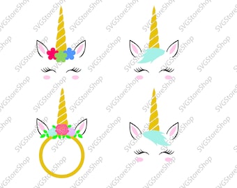 Unicorn SVG, Unicorn head Svg, Unicorn flower svg, Unicorn Face SVG, Cute Unicorn SVG, Cricut, Silhouette Cut File, svg, png, dxf