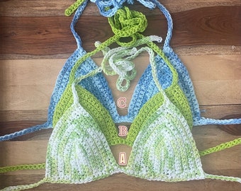 Crochet Triangle Bikini Halter Top- Physical Product - Swimwear