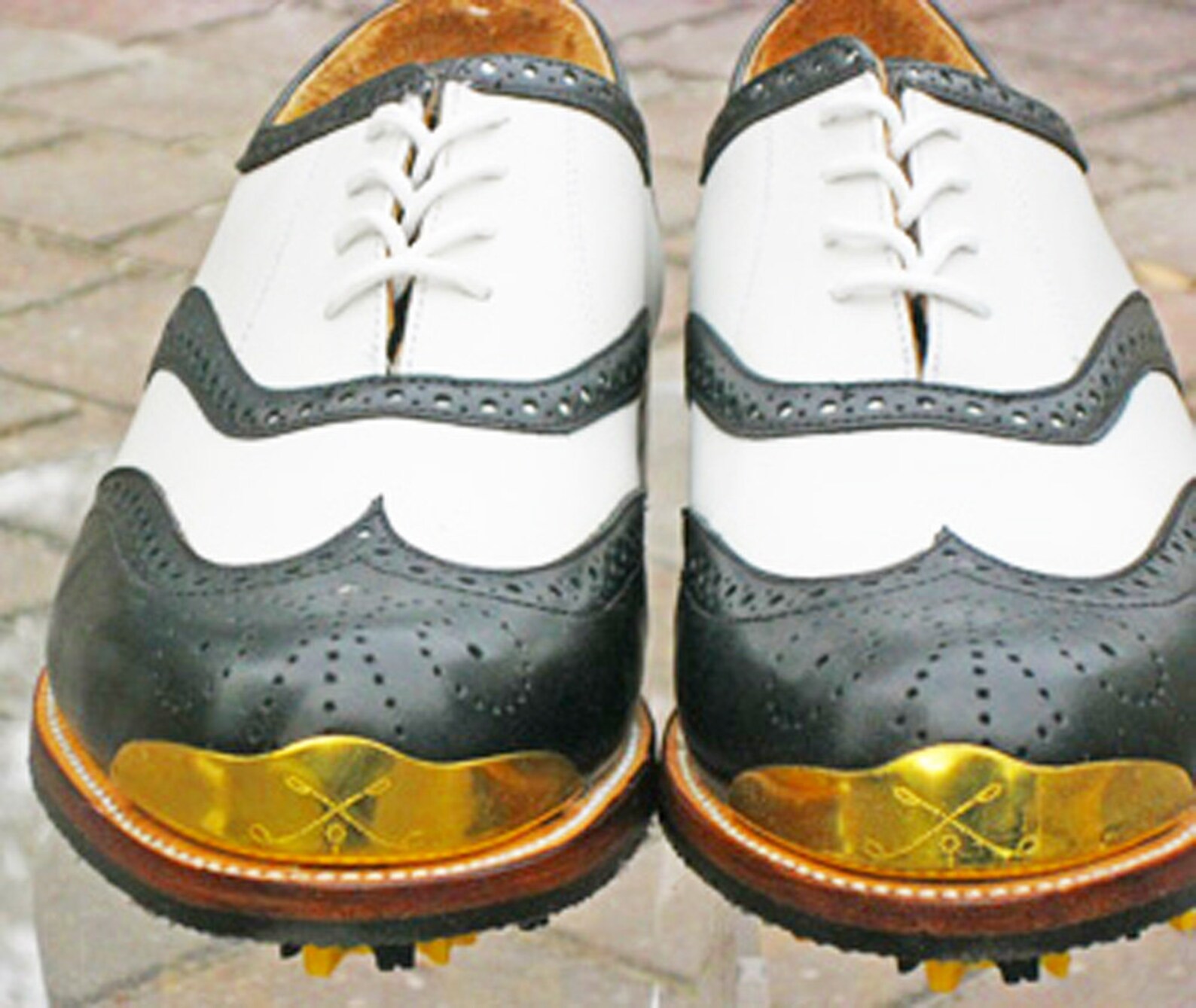 Classic Golf Shoes Vecci Men Gold Toe Venice Black/white Wing Etsy UK