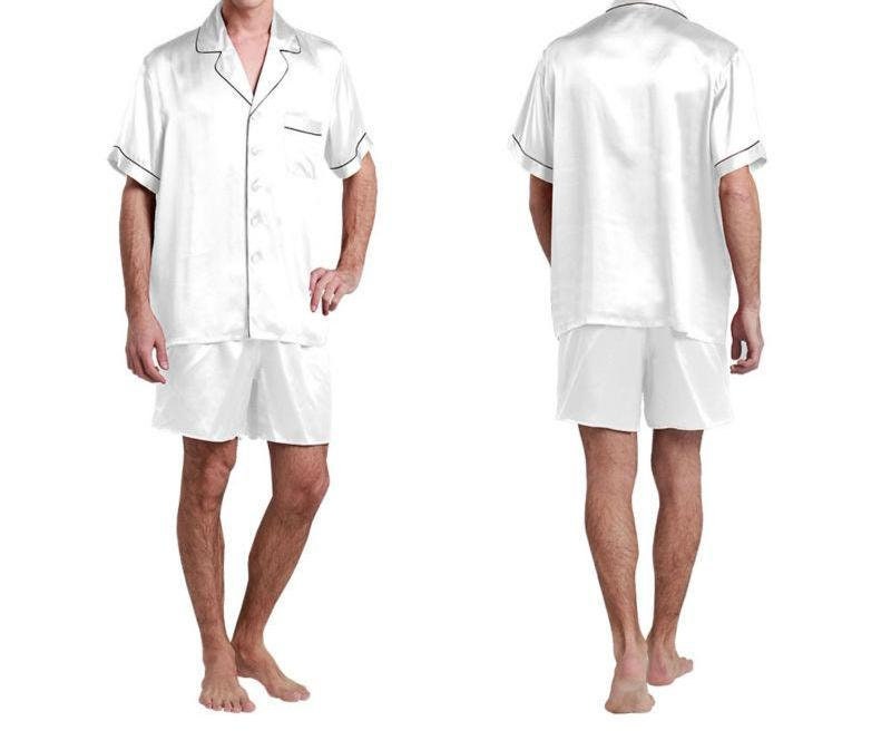 P3-Personalized Silk Satin Pajamas Men pajamas, shorts sleeves Pajamas shorts, Pajamas shirt, Satin Pajamas sets, custom made pajamas