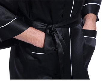OSYARD Homme Peignoir de Bain Robe de Chambre Kimono Tissage Grande Taille S 5XL Vêtements de Nuit Col V Pyajama