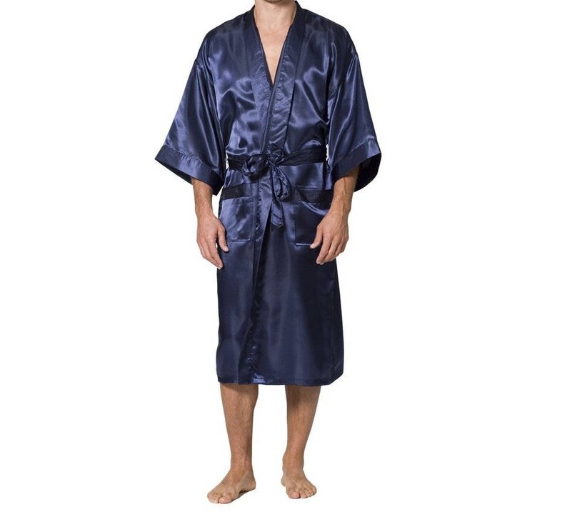 R3monogrammed Men Robe Embroidered Robe Mens Satin Robe Etsy
