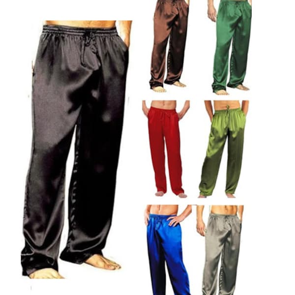 Q2-Personalised Men Silk Satin pants, Birthday gift, Anniversary gift for him, Groom trousers, Groomsmen gifts, Valentines gifts for him