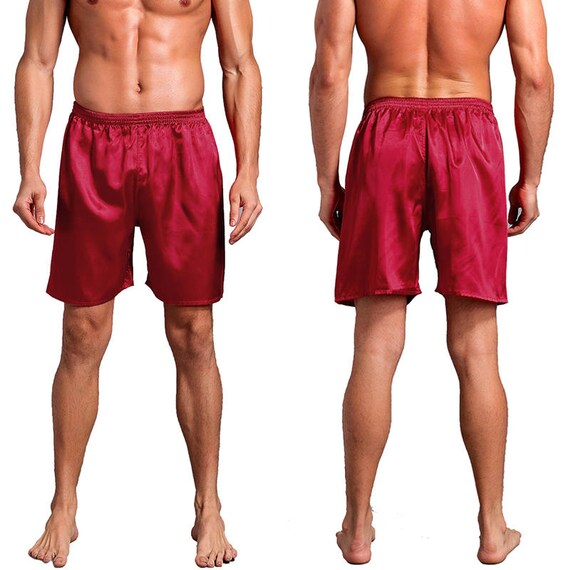 S1-personalized Men Silk Satin Shorts Mens Silk Satin Pajamas Pants Lounge  Pants Sleep Bottoms Men Sleepwear Underwear Boxers Shorts Nightw 