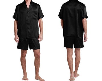 P3-Personalized Silk Satin Pajamas Men pajamas, shorts sleeves Pajamas shorts, Pajamas shirt, Satin Pajamas sets, custom made pajamas