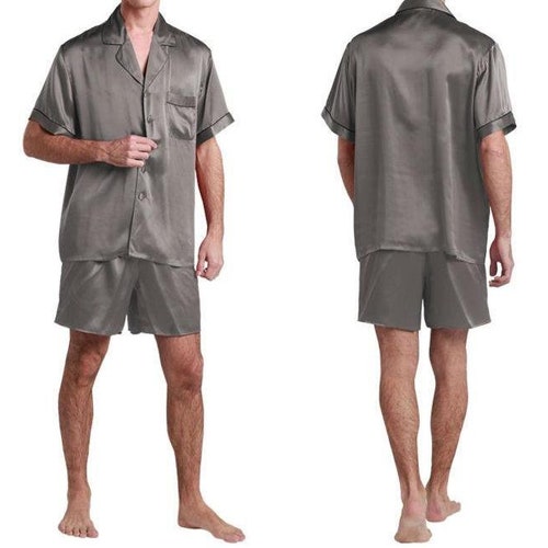 P3-personalized Silk Satin Pajamas Men Pajamas Shorts Sleeves - Etsy