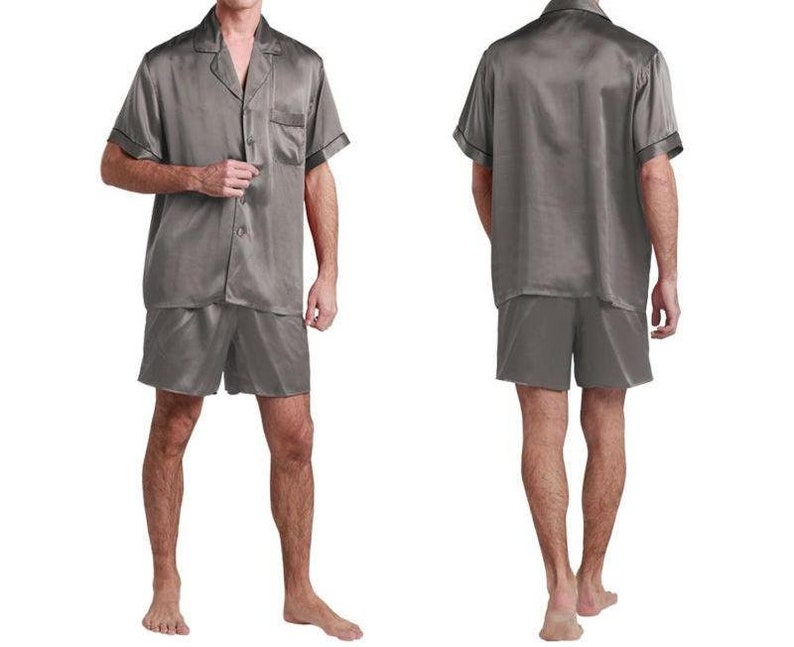 P3-personalized Silk Satin Pajamas Men Pajamas Shorts Sleeves | Etsy ...