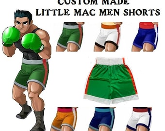 K9-CUSTOM Made and Personalized Silk Satin Little Mac Green Smash Ultimate and Punch-out Men and Kids Shorts and Little Mac Green Costume