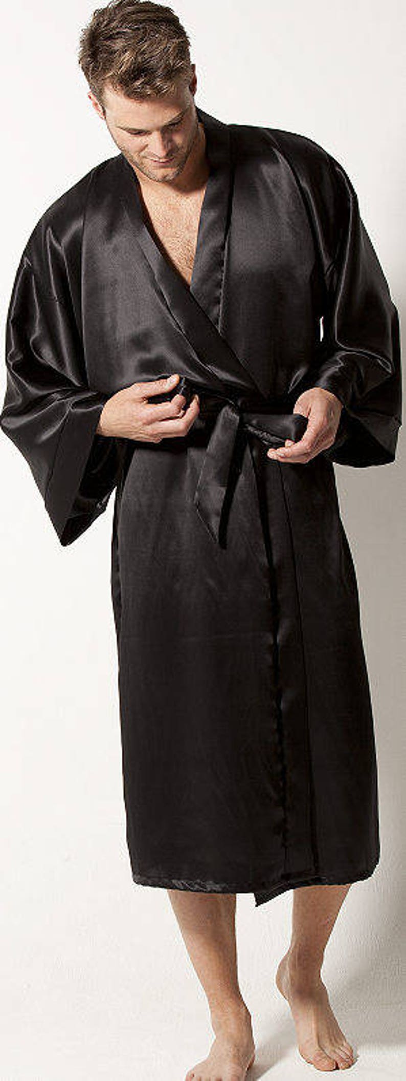 R1custom Made Men's Satin Robe Groomsmen's Robe Etsy