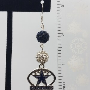 Inspired Rhinestone Blue Star Earrings, Football Earrings image 5