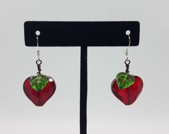 Teacher Appreciation Apple Earrings, Apple Love Earrings