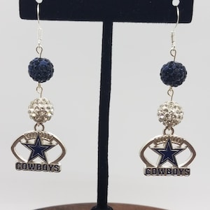 Inspired Rhinestone Blue Star Earrings, Football Earrings image 6