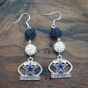 Inspired Rhinestone Blue Star Earrings, Football Earrings image 2