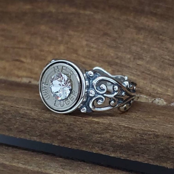 Filigree Bullet Ring, Sterling Silver, Custom Made