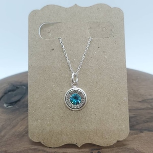 Bullet Necklace, 18&quot; or 20&quot; Sterling Silver Chain with 2&quot; extender, Austrian Crystals