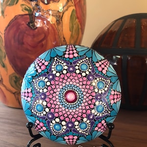 Regalo único, mandala, pintado a mano, arte de puntos, piedras pintadas, rocas pintadas, regalo