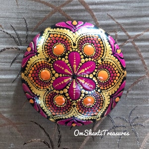 Unique gift, mandala, hand painted, dot art, painted stone