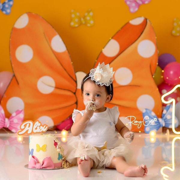 Pretty Little Bows - Vinyl / Fabric / Poly Paper Printed Backdrop - Cake Smash Studio Photography Printed Backdrop