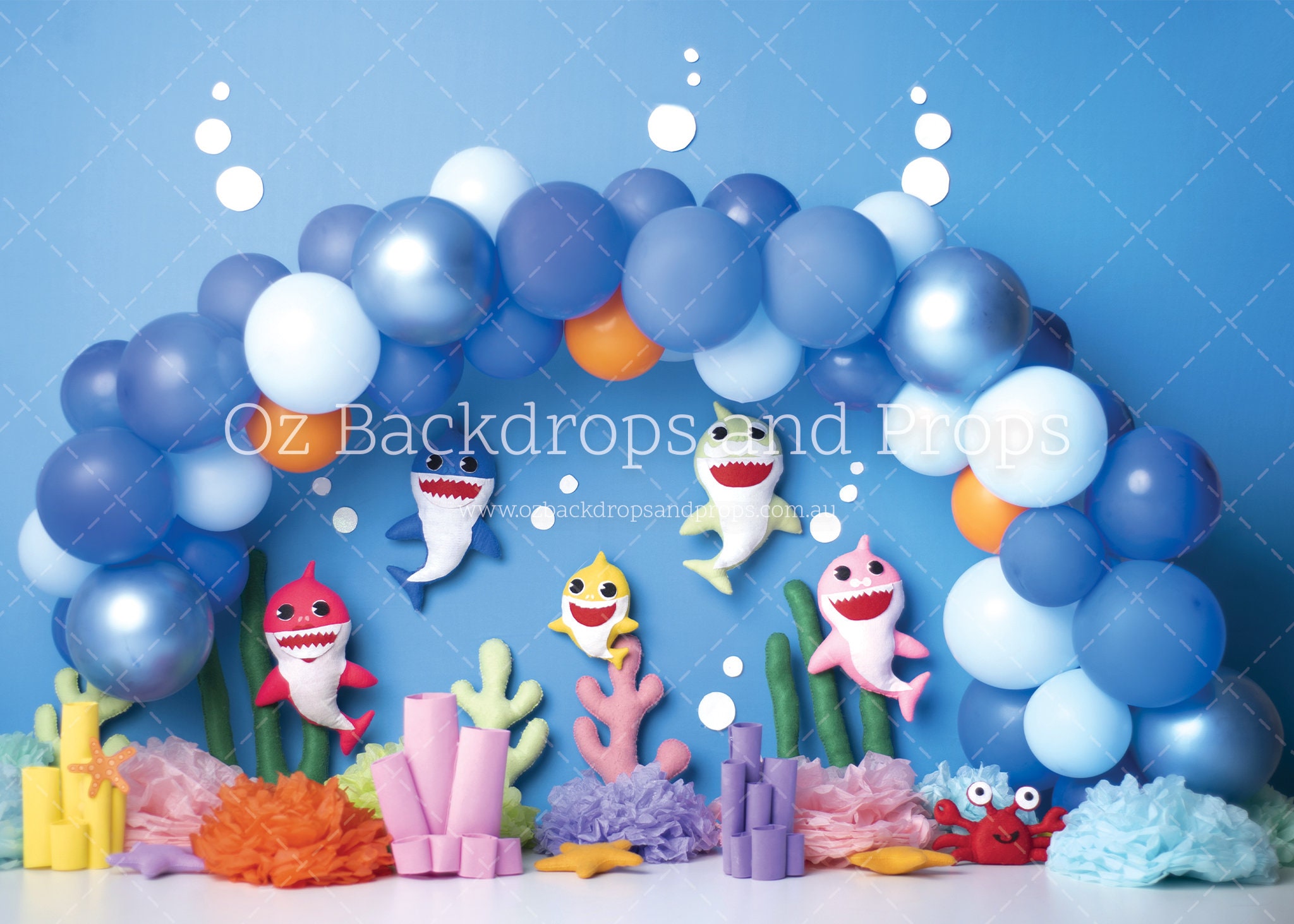 Baby Shark Balloon Arch Vinyl / Fabric / Poly Paper Printed Backdrop Cake  Smash Studio Photography Printed Backdrop 