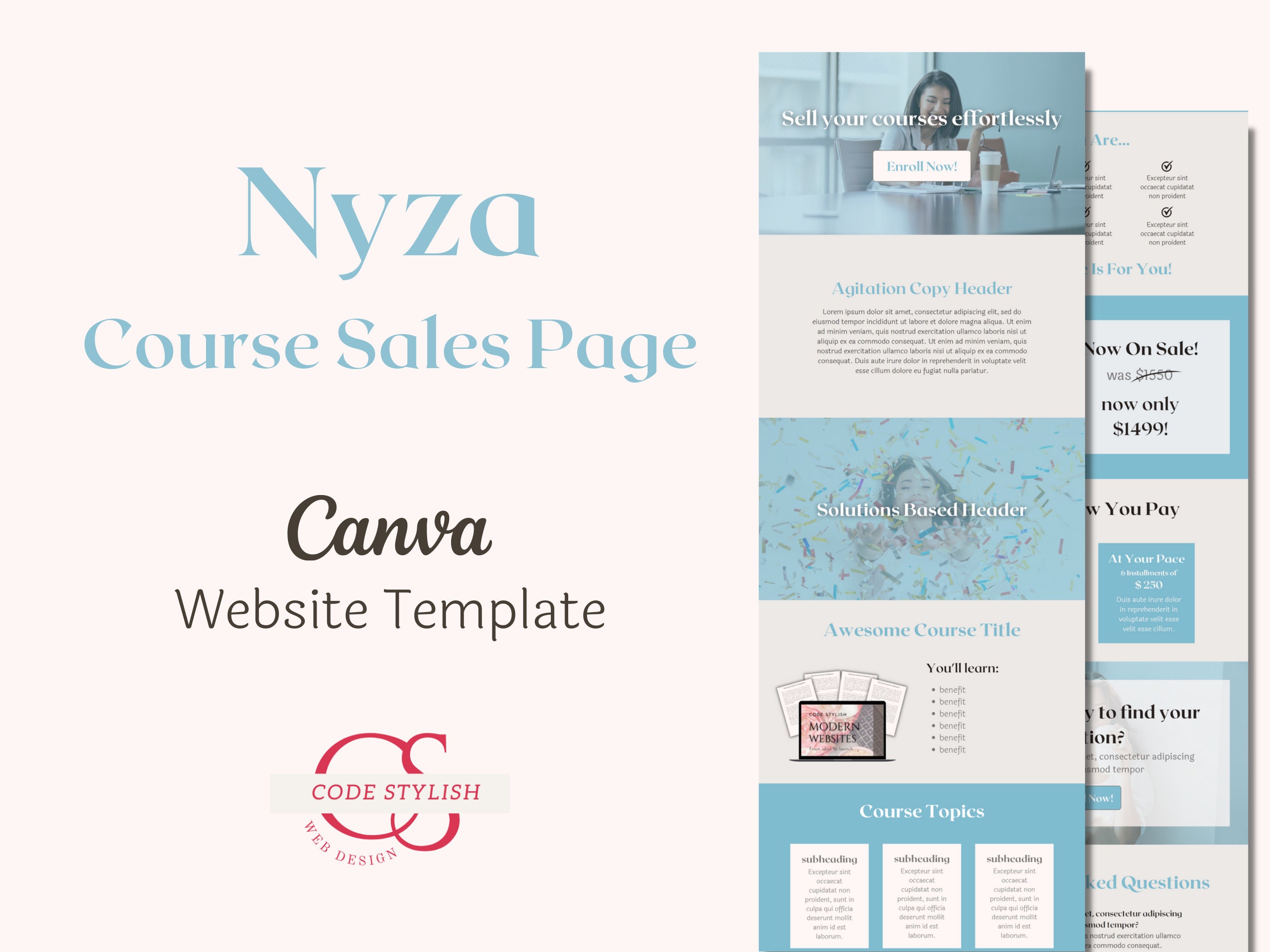 Course Creator Canva Website Template Online Course Sales Page Course ...
