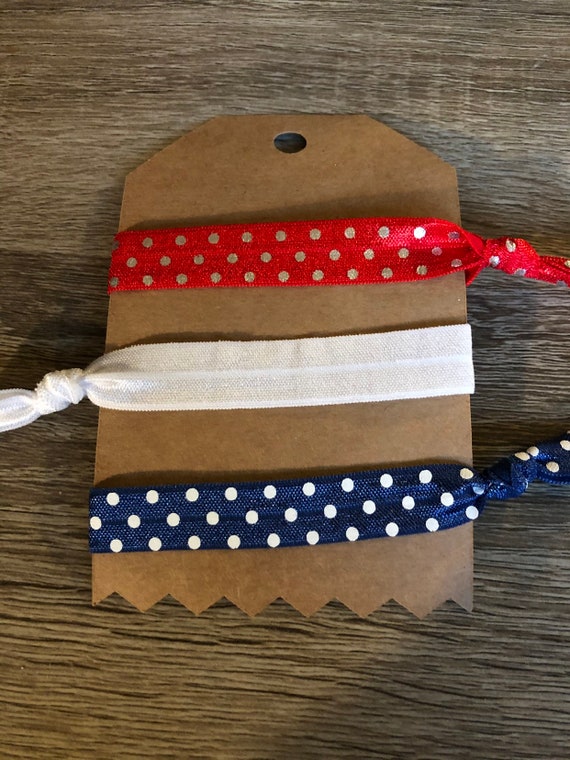 New York Giants Red White Blue No Snag Hair Ties Nfl Etsy