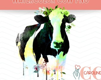 watercolor cow png, floral cow png, cow clipart, cow sublimation designs, cow sublimation png, cow lover png, sublimation png files, png