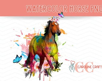 watercolor horse png, floral cow png, horse clipart, horse sublimation designs, horse sublimation png, horse lover png, sublimation png file