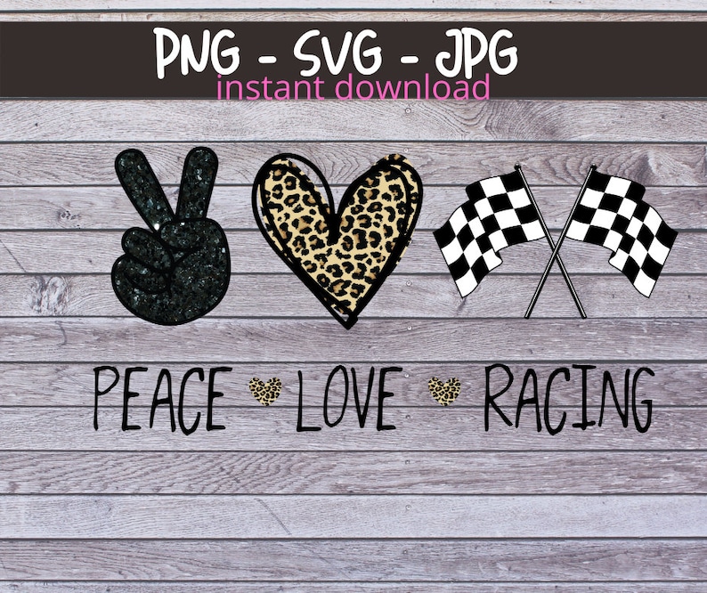 Download Peace love and racing glitter and leopard print checkered | Etsy