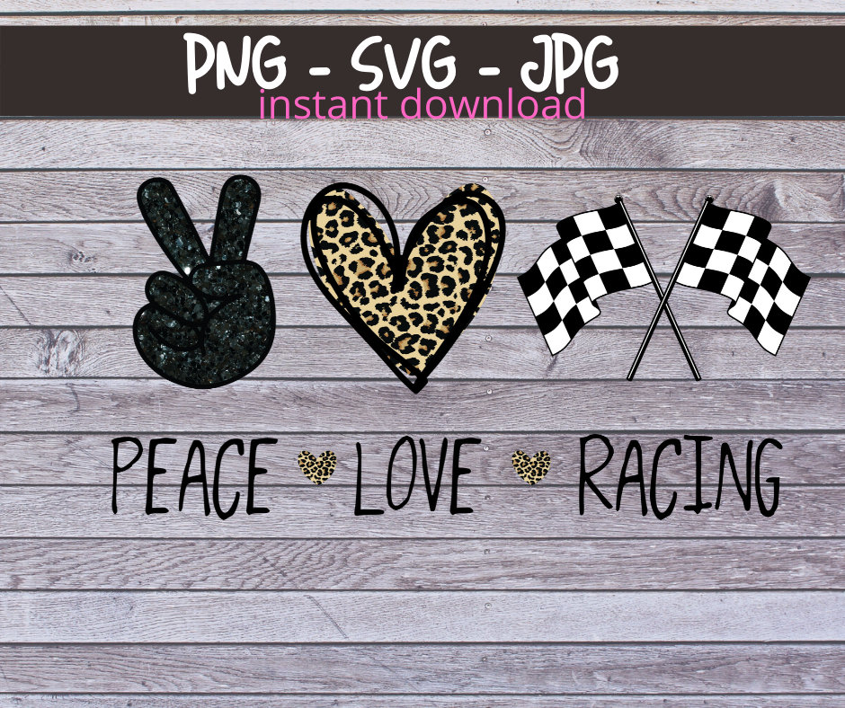 Download Peace love and racing glitter and leopard print checkered ...