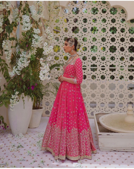 Deisginer Gown Pink Georgette Party 
