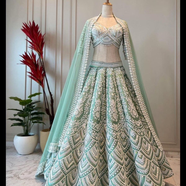 Indiase bruiloft Taffeta Silk Lengha Choli Designer Bridal Lehenga Indiase outfit voor dames en meisjes