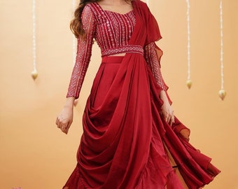 Indian Wedding Red Lengha Saree with Blouse Floring Lehenga Saree Sabyasachi Saree Indian Outfit For Women