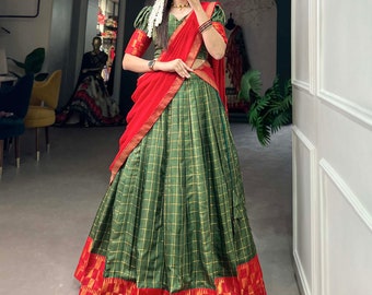 South Indian style Lehenga Choli Traditional Outfit For Women and Girls Bridesmaid Lehenga