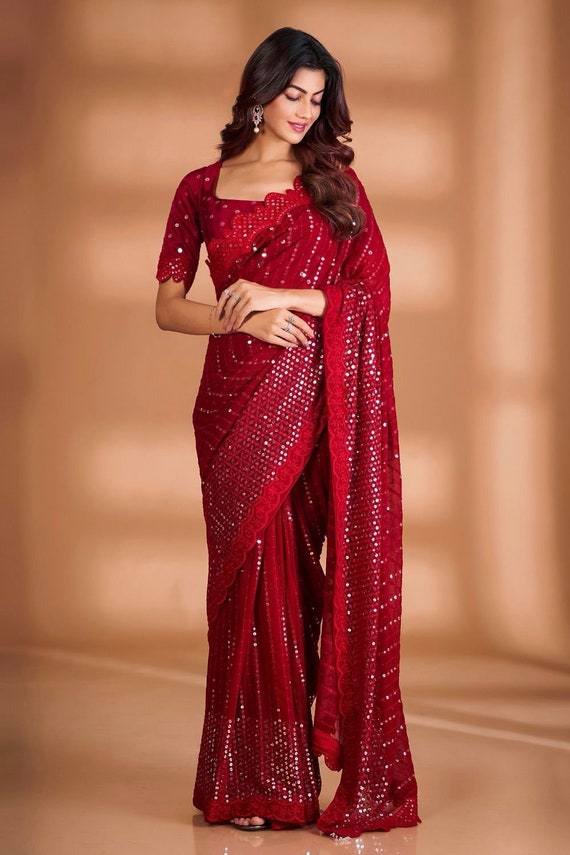 Wedding saree wearing sale