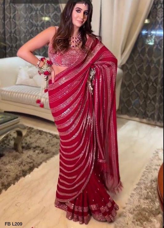 Plain party shop wear saree