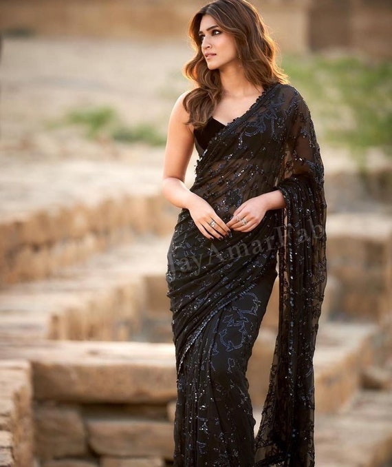 black saree party wear
