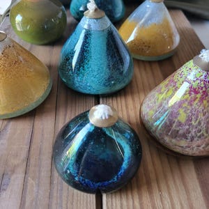 Blown glass oil lamp