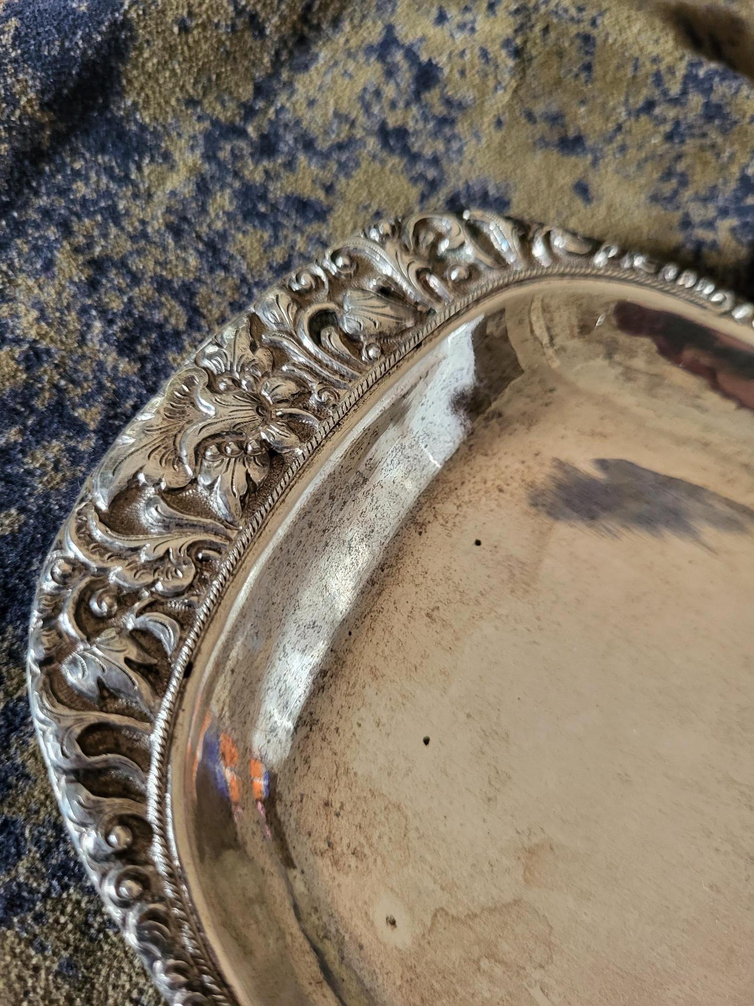 Petit Plat De Service En Métal Argenté - 25x15 Cm - Vintage