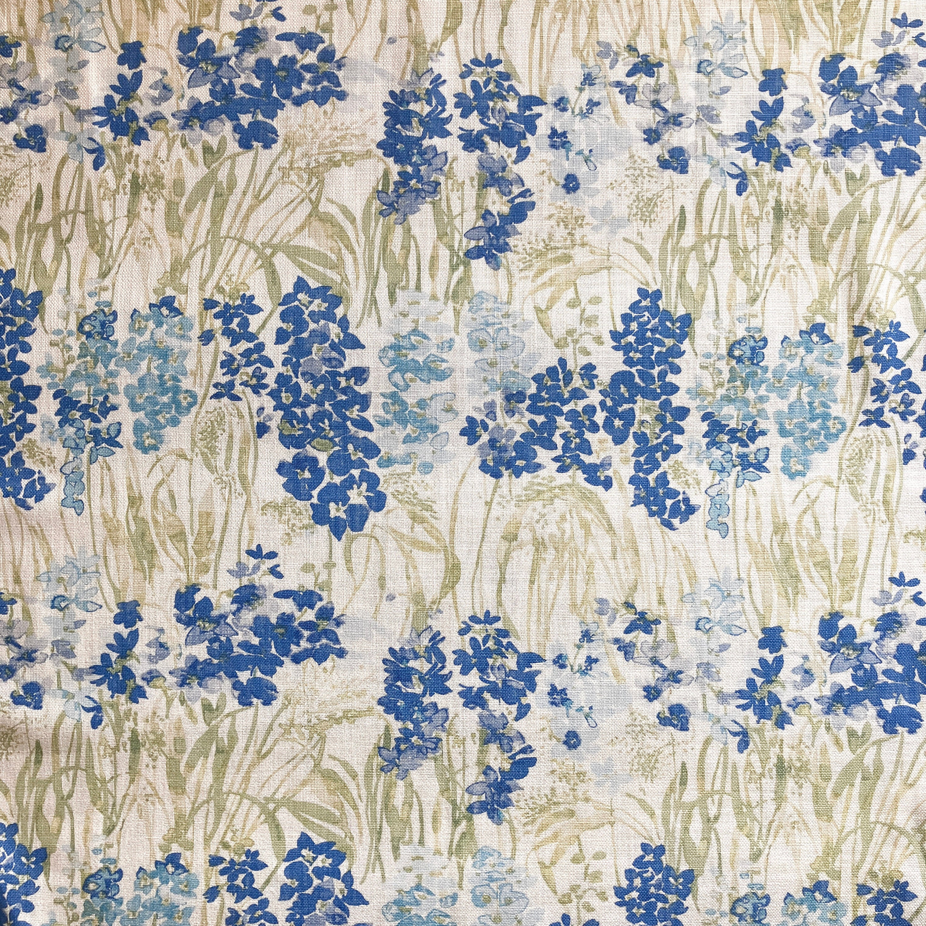 Tissu Rideau Lin Laura Ashley Bleu - Vendu Au Mètre - Neuf - Pour Couture Ou Décoration