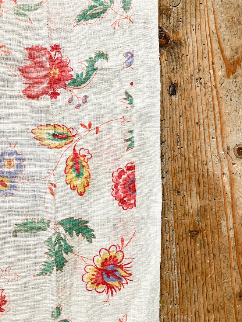 Handblocked Vintage Linen Fabric Etsy UK