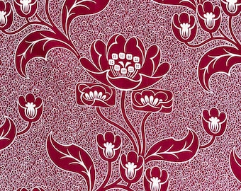 Antique Red Floral Fabric (40 x 192cm)