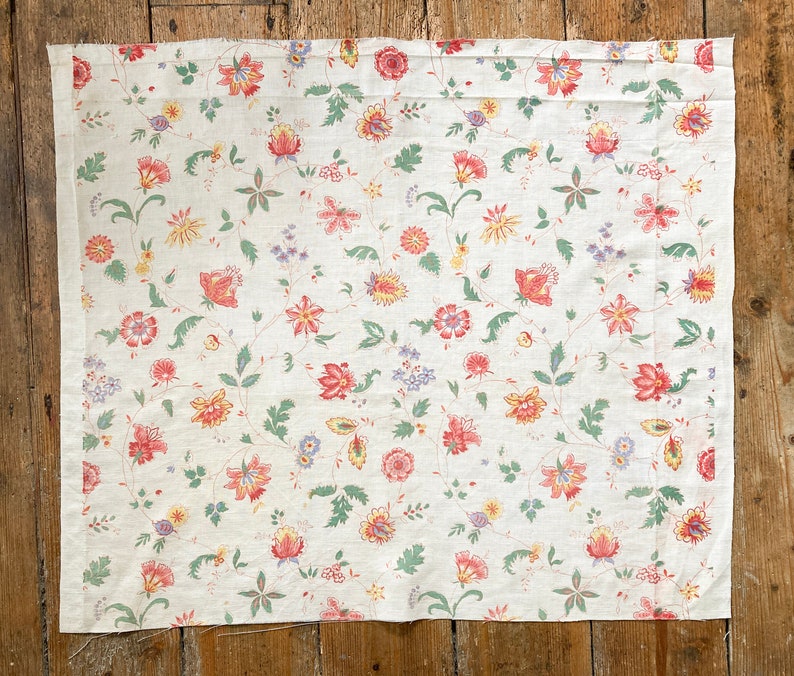Handblocked Vintage Linen Fabric Etsy UK